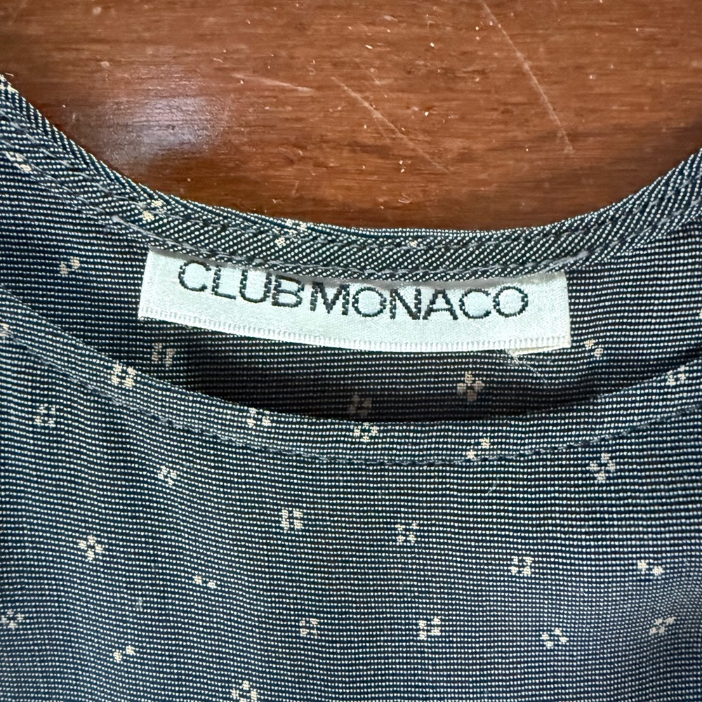 Club Monaco Charcoal Gray Sleeveless Mini Dress with Subtle Dot Print - Picture 3 of 8